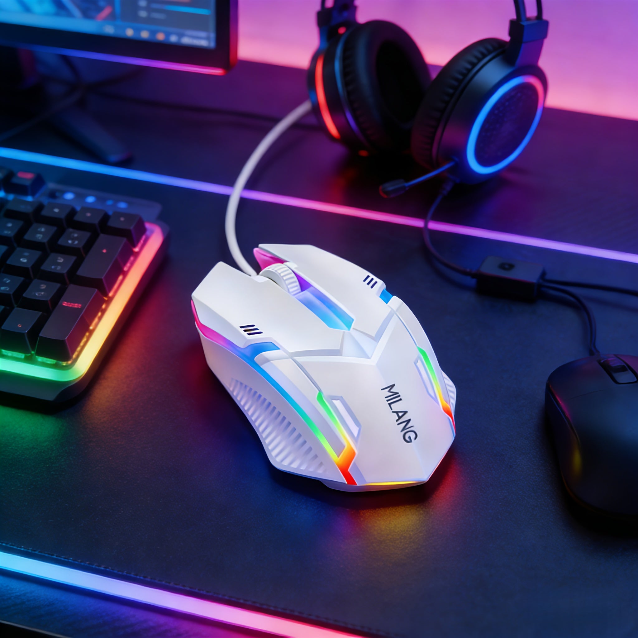 1pc Multi-Color Optional USB Desktop Computer Laptop Seven-Color Illuminated Mouse, Electronic Competition Office Gaming USB Wired Mouse, Battery Not Included, USB Plug-in Use