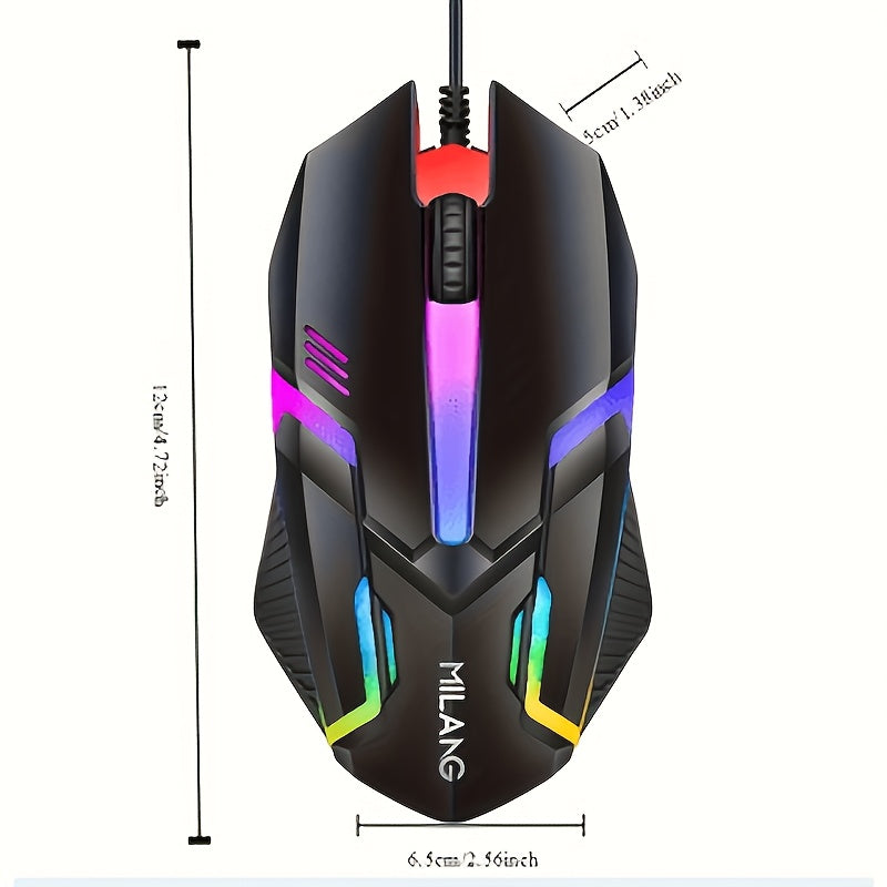 1pc Multi-Color Optional USB Desktop Computer Laptop Seven-Color Illuminated Mouse, Electronic Competition Office Gaming USB Wired Mouse, Battery Not Included, USB Plug-in Use