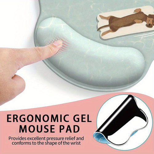 1pc a Mouse Pad Featuring a Small Dog Swimming Design, Designed Ergonomically with Wrist Support, a Non-Slip Base, And Comfort for Typing, Ideal for Both Gaming And Office Environments