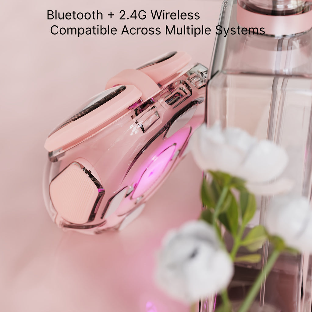 EWEADN Wireless Transparent Mini Mouse, Creamy Potato-Shaped BT\u002F2. 4G Dual-Mode Design, Silent Click, Lightweight & Ergonomic, Rechargeable and Portable, Perfect for Laptop, Tablet, Phone, Office, Home & Travel, Wireless Mouse, Tablet Accessory