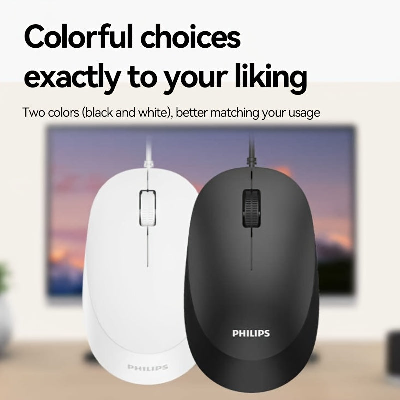 Philips Wired Mouse, 1200 DPI, Ergonomic Design, Plug-and-Play USB, Suitable for Office, Home, and Gaming Use