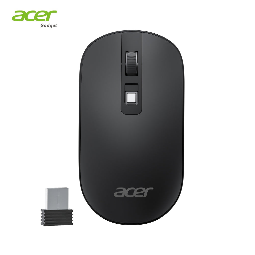 ACER 2.4G Slim USB Wireless Mouse | Right-Handed, Optical Sensor, Battery Powered, Portable for Laptop, Desktop, PC with 4 Buttons