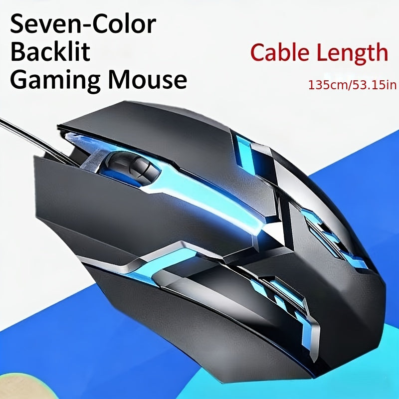 USB Wired Colorful Glowing Mouse Suitable for Office, Home, And Gaming; Compatible with Desktops And Laptops for Both Males And Females, Featuring Sound