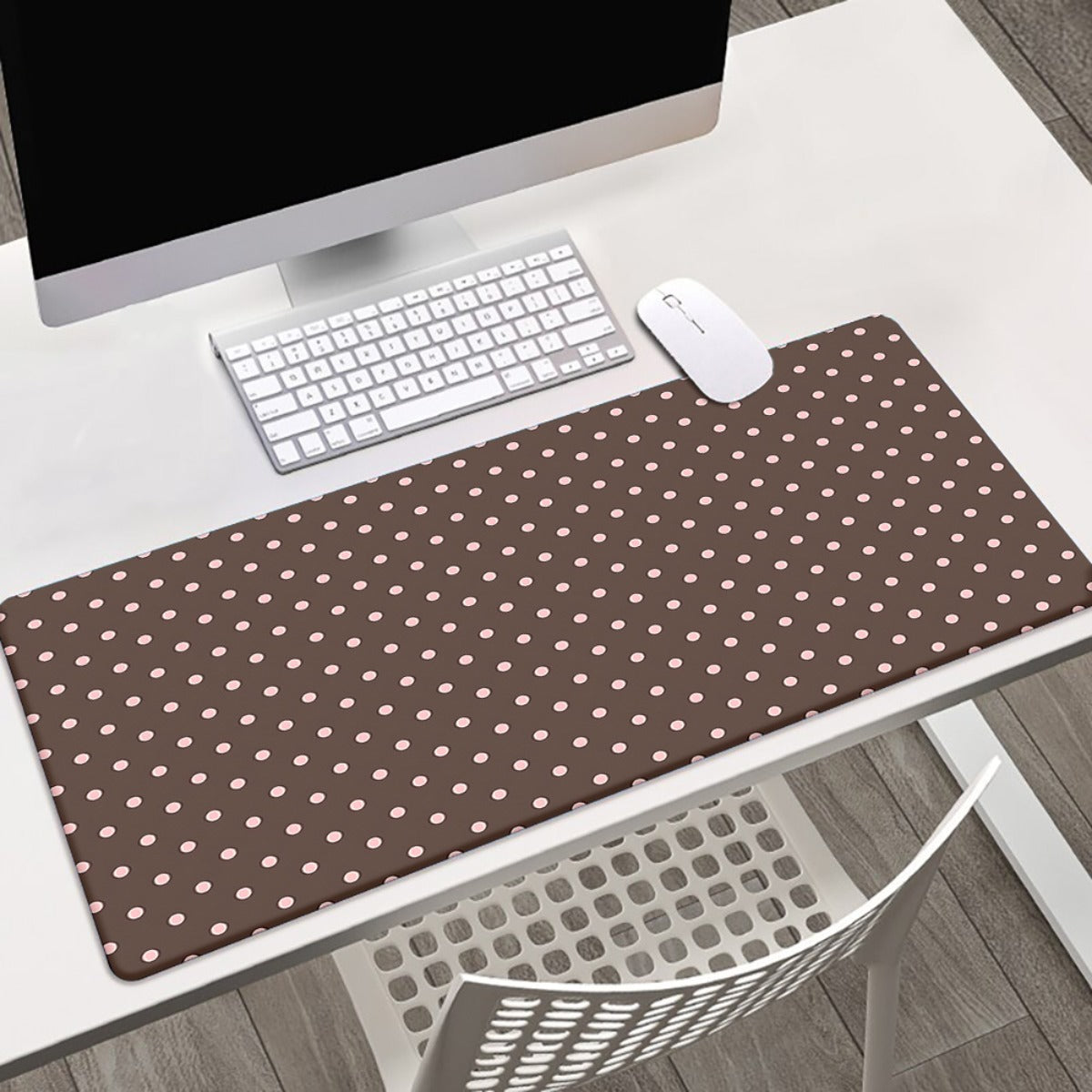 1pc of Brown Polka Dot Desk Pad Suitable for Gaming And Office Decoration, Featuring a Non-Slip Rubber Base, Extra-Large Size for Computer Use, Versatile Mouse Pad for Office Settings, Large XXL Mouse Pad