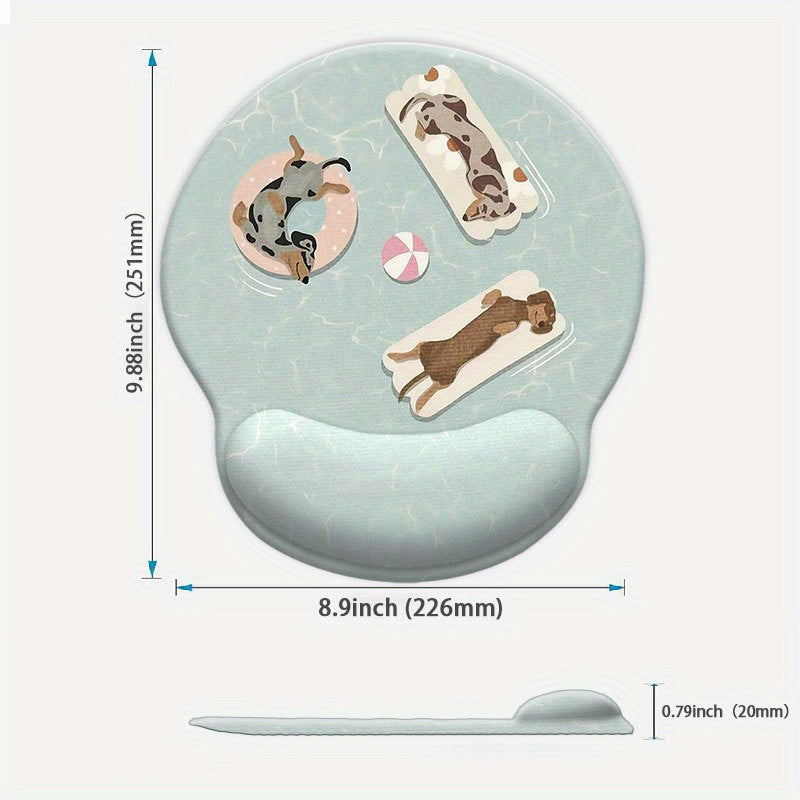 1pc a Mouse Pad Featuring a Small Dog Swimming Design, Designed Ergonomically with Wrist Support, a Non-Slip Base, And Comfort for Typing, Ideal for Both Gaming And Office Environments