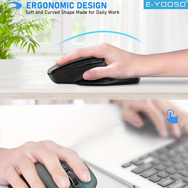 E-YOOSO 1pc 2.4G Wireless Mouse Features Power-Saving Mode And Low Battery Reminder, with Standby And Sleep Functions. The Mouse Is Plug-And-Play, Suitable for Laptops, Desktop Computers, Office Use, Gaming
