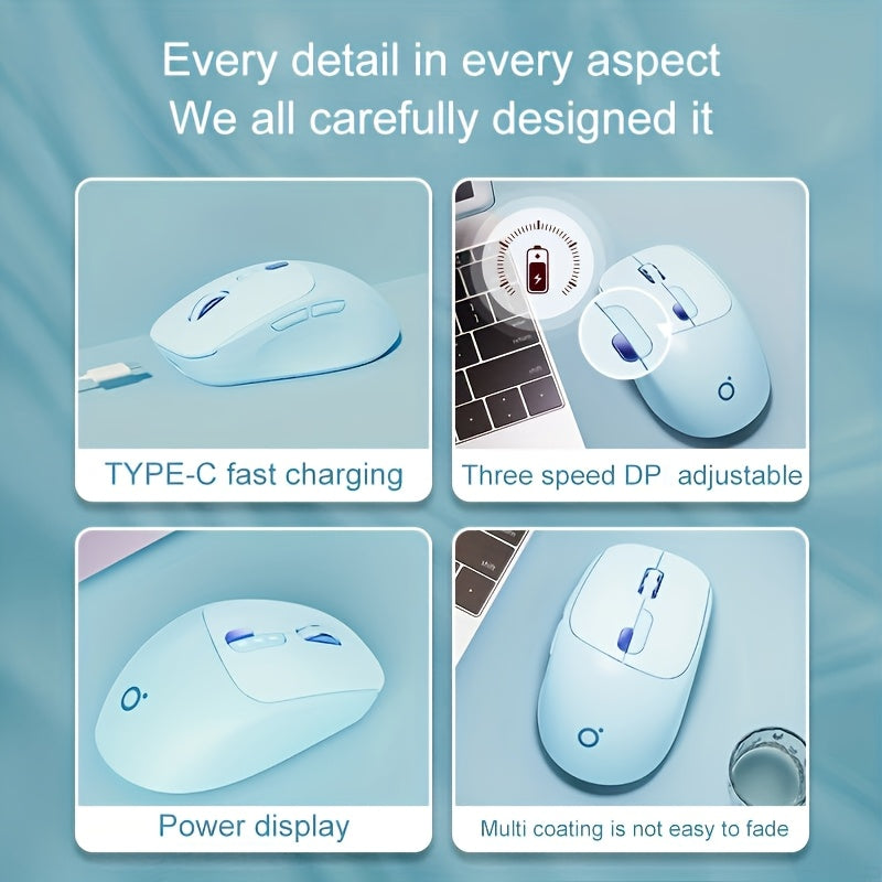 EWEADN Q5 Mini Wireless 2.4G+BT Rechargeable & Silent Mouse, Featuring a Type-C Charging Port And a One-Key Return Function, Ideal for Office Work, Esports, And Home Use, Compatible with Both Laptops And Desktop Computers for Gaming