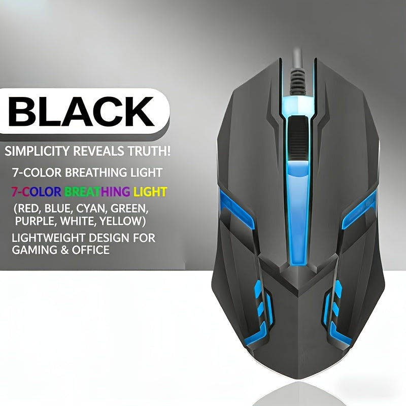 USB Wired Colorful Glowing Mouse Suitable for Office, Home, And Gaming; Compatible with Desktops And Laptops for Both Males And Females, Featuring Sound