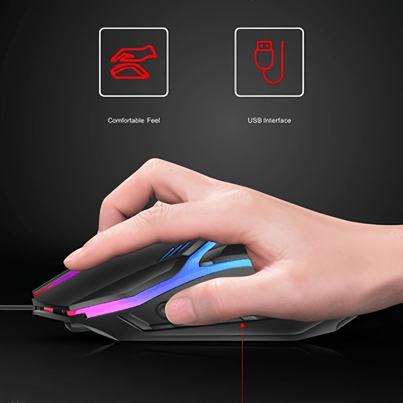 1pc Multi-Color Optional USB Desktop Computer Laptop Seven-Color Illuminated Mouse, Electronic Competition Office Gaming USB Wired Mouse, Battery Not Included, USB Plug-in Use