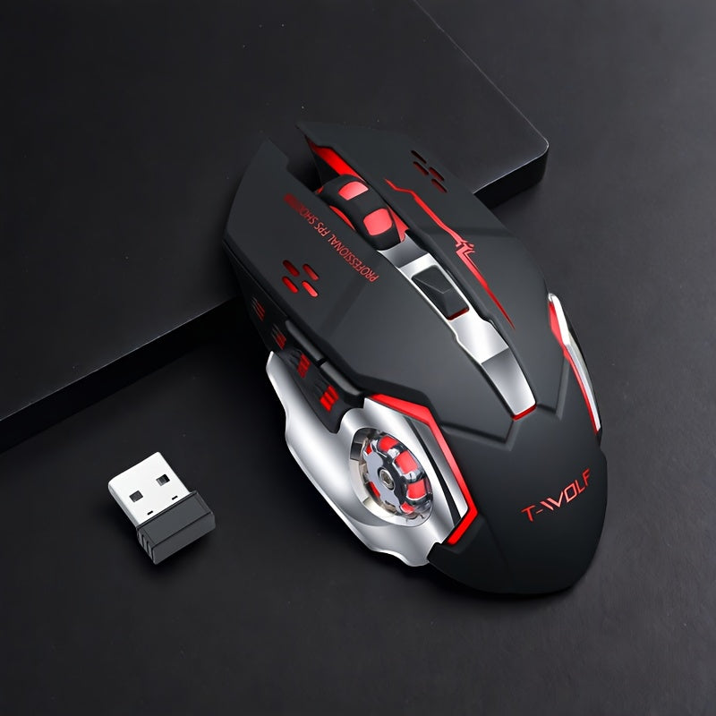 BT+ 2.4G Wireless Mouse | RGB Gaming Mouse, Rechargeable Dual-mode, Silent Click, Long Battery Life, Universal Ergonomic Design for Both Left and Right Hands - Suitable for Office and Gaming - Computer\u002FLaptop