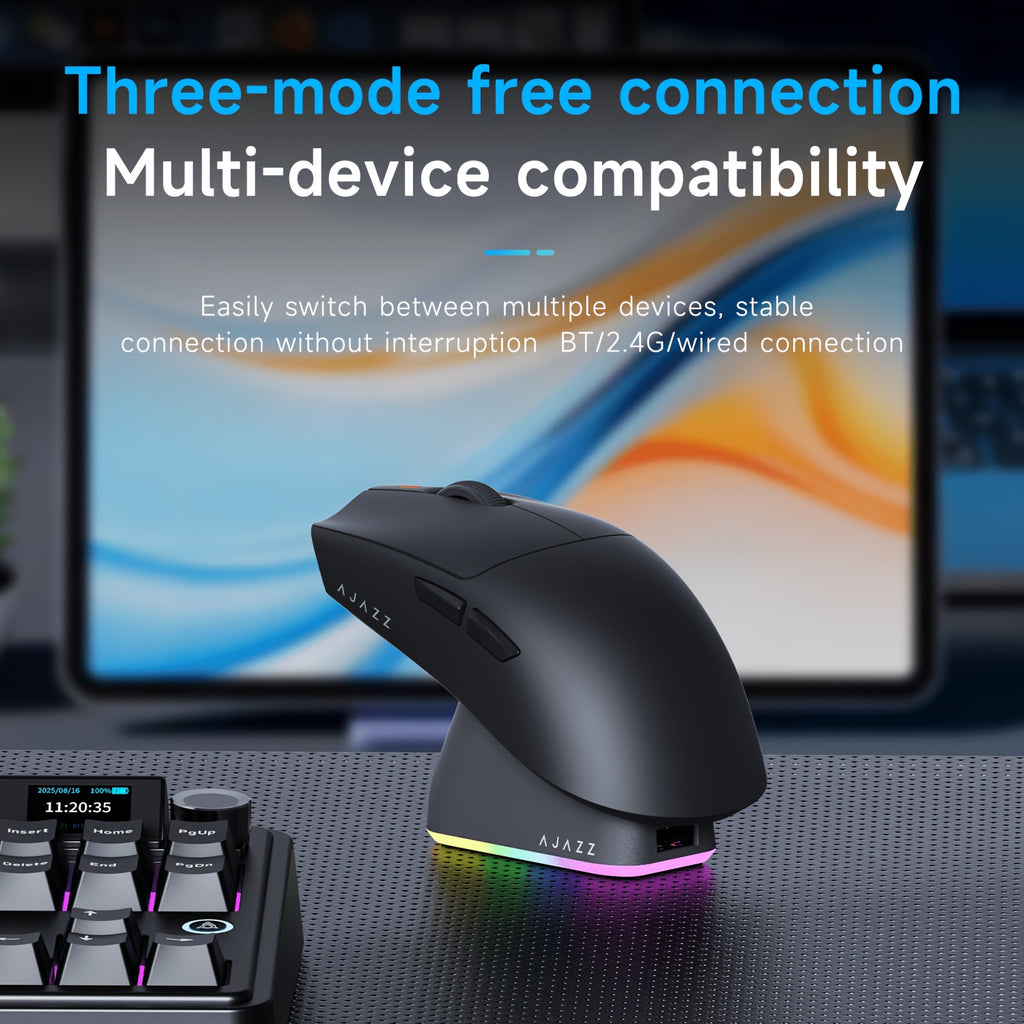 AJAZZ AJ139P V3 MAX Tri-mode Gaming Mouse 32K Flagship Performance, Ultra-fast Response | Excellent Choice for Both Office And Gaming, Charge Anytime, Say Goodbye to Wires | AJAZZ AJ139P V3 MAX Redefines The Wireless Experience
