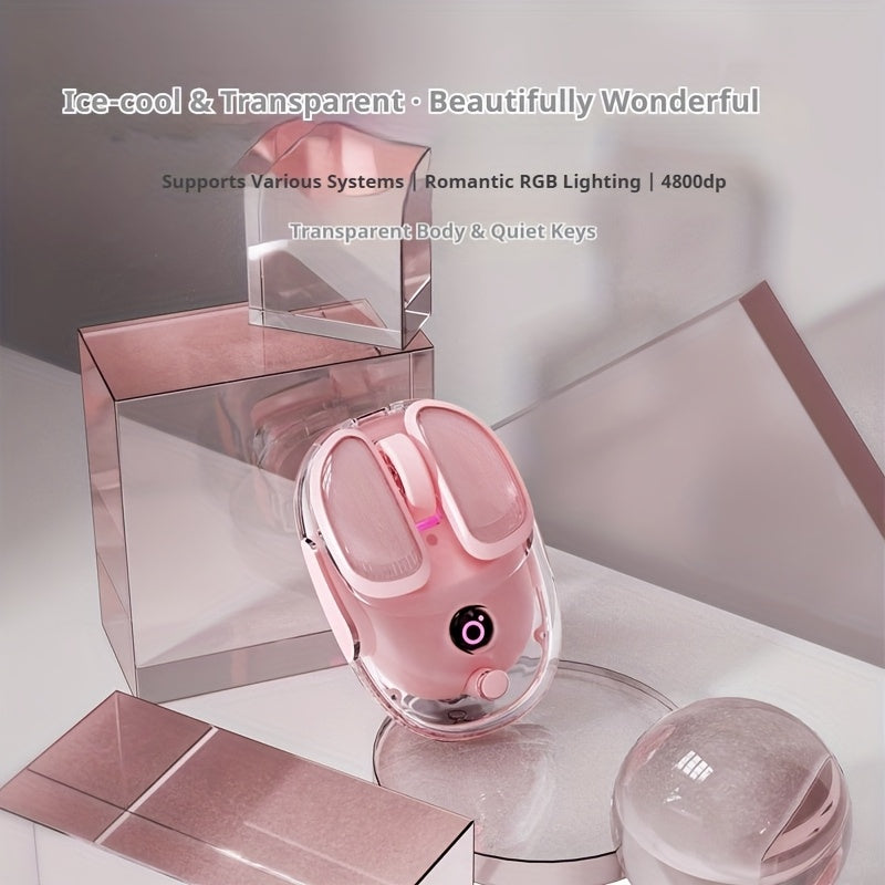 EWEADN Wireless Transparent Mini Mouse, Creamy Potato-Shaped BT\u002F2. 4G Dual-Mode Design, Silent Click, Lightweight & Ergonomic, Rechargeable and Portable, Perfect for Laptop, Tablet, Phone, Office, Home & Travel, Wireless Mouse, Tablet Accessory