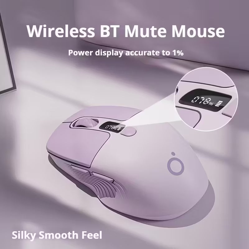 Q1 Smart Wireless Mouse Compatible for Wireless\u002F2.4G, Silent Operation, Type-C Rechargeable with Quick Charge, LED Display & Sensitivity Adjustment, 6-Button Mini Portable BT Mouse Suitable for Office, Gaming, Compatible for Laptop & Desktop (PC)