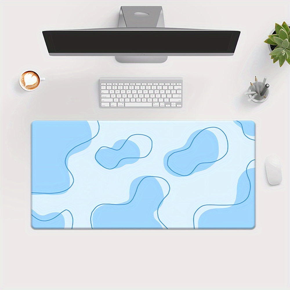 1 Blue Fluid Design High-definition Printed Desk Mat, with a Non-slip Rubber Base, Suitable for Gaming Setups, Office Desks, Home Workstations, Student Desks, and as a PC Keyboard Mat or Table Protect